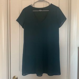Green v-neck shift dress by LuLus